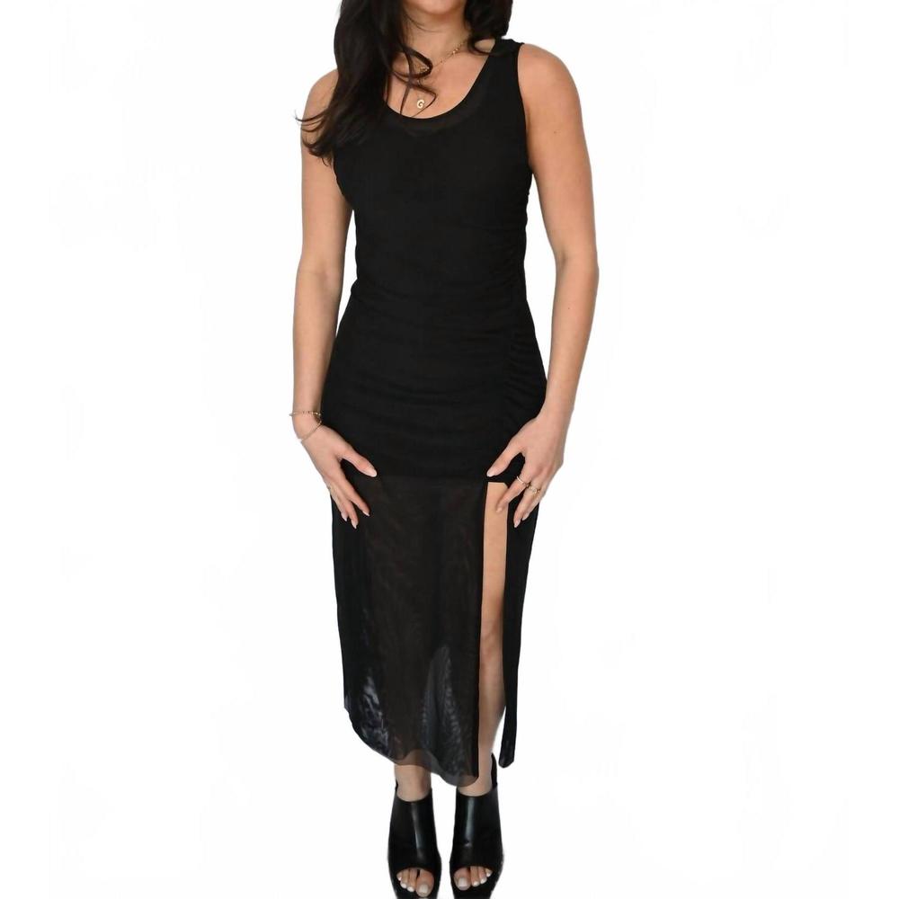 NEW VINTAGE HAVANA stretch mesh maxi dress in black
